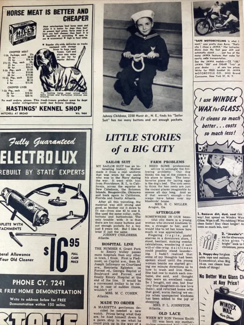 Atlanta GA Print Ad 1949 AJC High Johnny Childress 2350 Hurst Drive JAWA Cycles