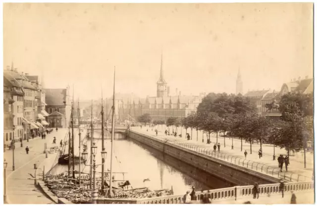 Danemark, Danmark, Copenhague, vue panoramique de la ville  Vintage albumen prin