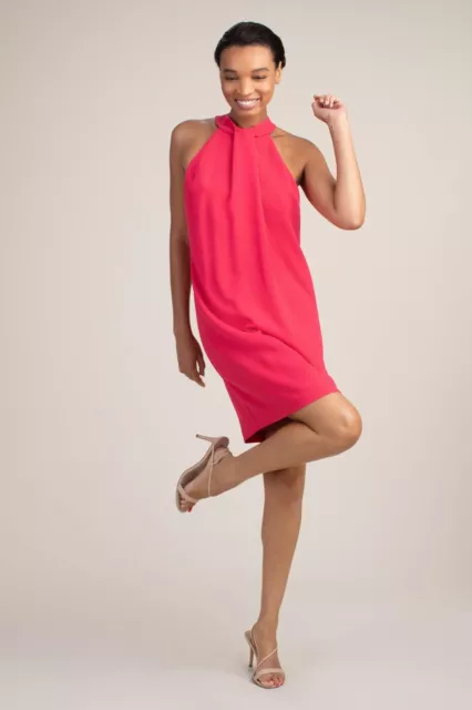 Nwt Trina Turk Grove High Neck Crepe Mini Dress In Cerise Size 4 $258 3