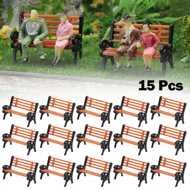 1 87 HO Scale Settee Park Layout Collection with a 15 Piece Set of Park Chairs