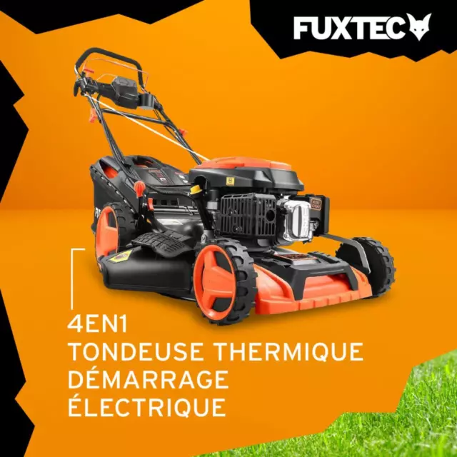 Tondeuse à gazon thermique autotractée FUXTEC démarrage electrique 196cm3 6CV