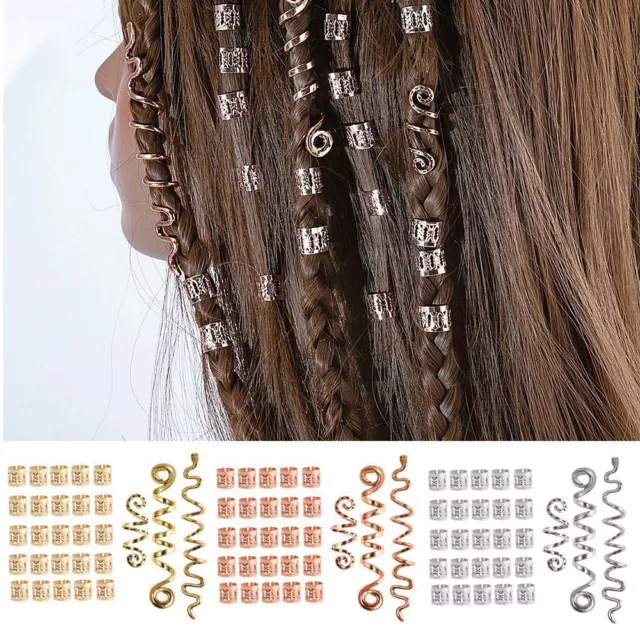 Hair Beads Spiral Coils Dreadlock Beads Braids Rings Clips Metal