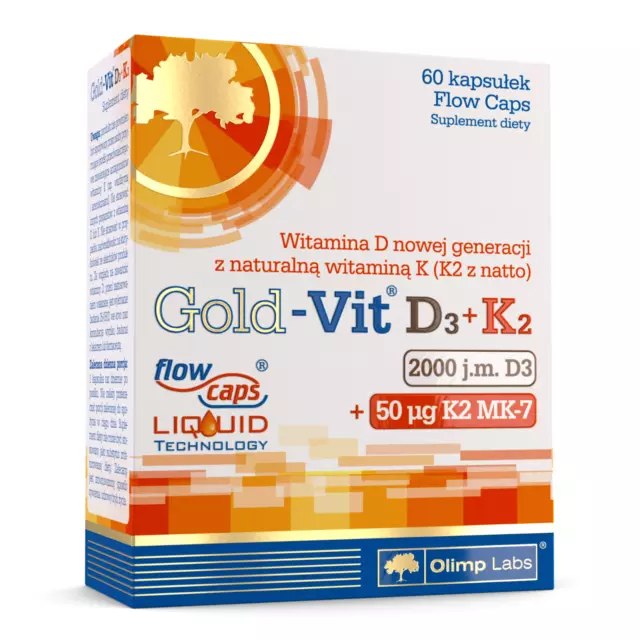 Olimp Gold Vitamin D3 + K2 2000 IU Bones Teeth Support 60 caps Expiry 22/03/2024