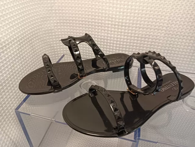 VALENTINO GARAVANI PVC Jelly Rockstud Thong Sandals 37 EU Fast Shipping.