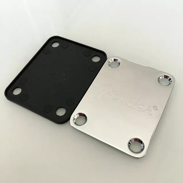 For Fender Strat Tele Electric Guitar Neck Plate Chrome Engraved Fender Logo 3