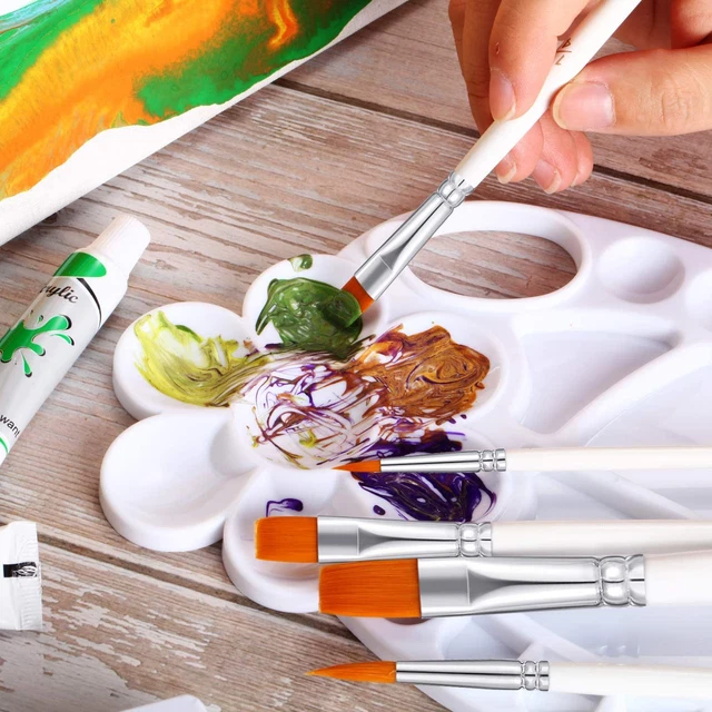 6 Pezzi Set Di Pennelli per Pittura Ad Olio Pennelli Di Pittura per Capelli Con 4
