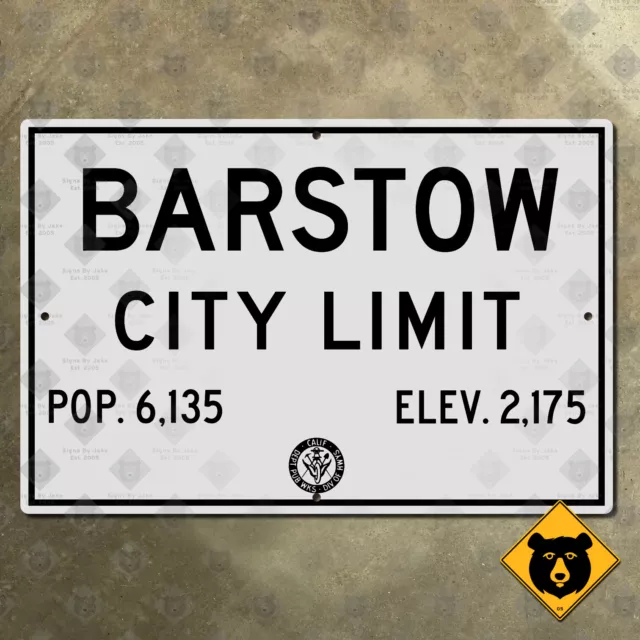 Barstow California city limit highway road sign 1950 CDOH US route 66 91 15x10