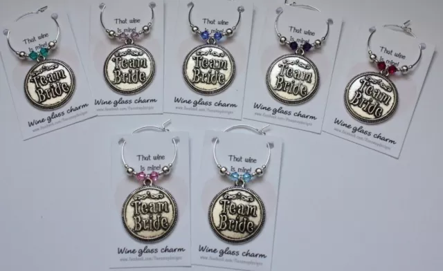 TEAM BRIDE wine glass charm, individually packaged, hen party wedding favour