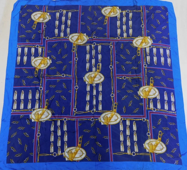 Foulard 100% Soie Vintage Femme - 82x86 Cm - Multicolore Années 80 - Très Bon état