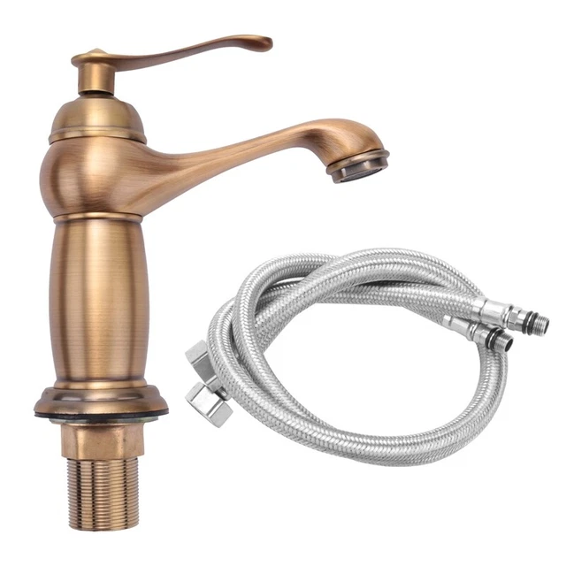 Grifo de baño antiguo mezclador de latón cobre liso lujo estilo europeo U6