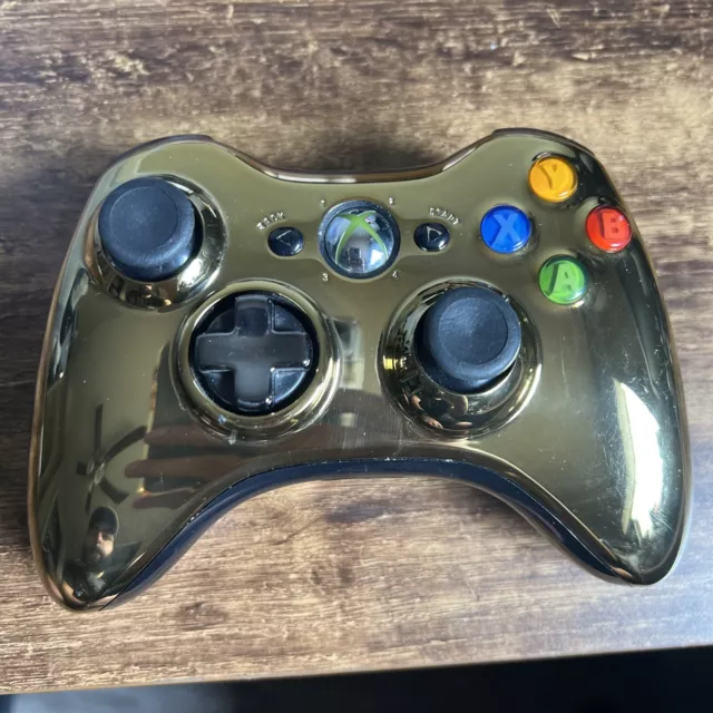 Microsoft Xbox 360 Limited Edition Chrome Gold Wireless Controller OEM, TESTED!