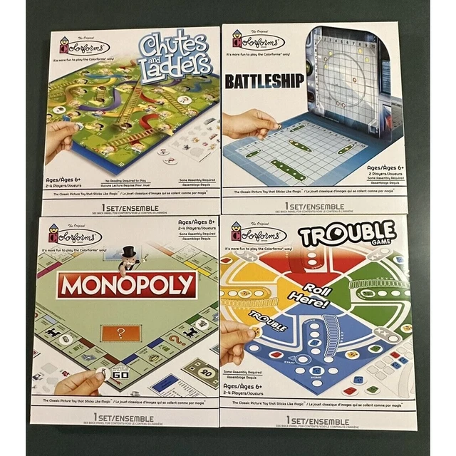 LOT OF 10 Hasbro Colorforms Board Games Monopoly Battleship Trouble ...