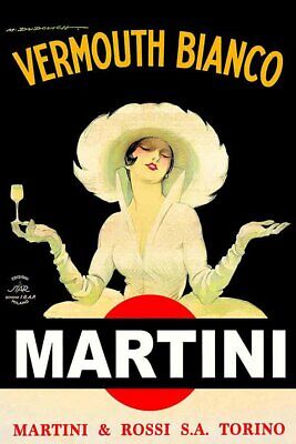 Poster Manifesto Locandina Pubblicitaria Vintage Aperitivo Drink Martini Rossi