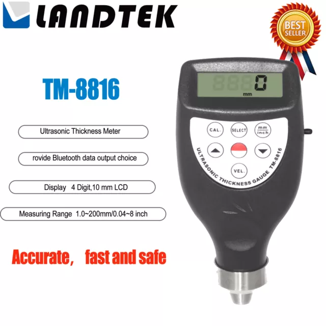 LANDTEK TM-8816 Ultrasonic Wall Thickness  PVC Steel Meter Tester Tool 1~200mm✦K