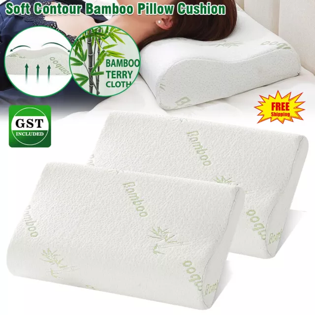 Luxury Soft Contour Bamboo Pillows Cushion Memory Foam Fabric Hypoallergenic