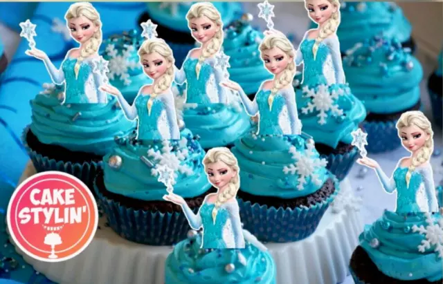 30 x ELSA FROZEN Disney Princess Cupcake Toppers STAND UP Edible Wafer Card Cake