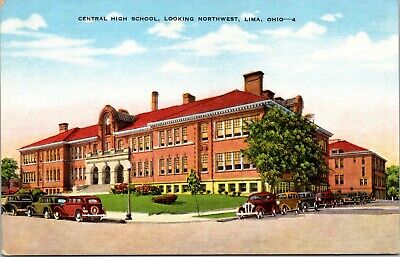 Central High School Looking Northwest Lima Ohio OH UNP Linen Vtg Postcard