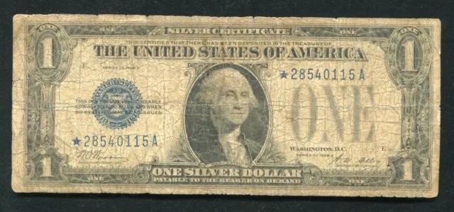 Fr. 1601* 1928-A $1 One Dollar *Star* “Funnyback” Silver Certificate Note 