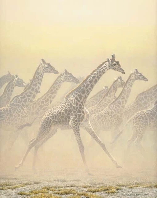 Robert Bateman Galloping Herd Giraffes Canvas Giclee Renaissance Edition