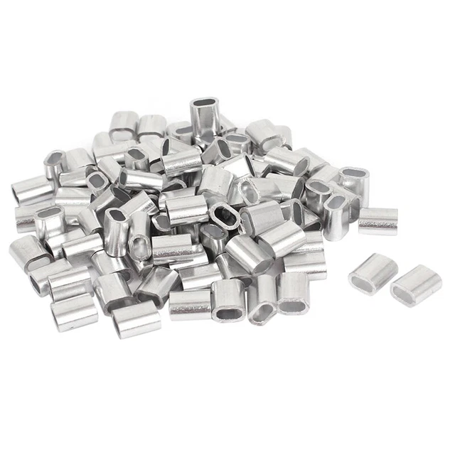 2.5mm Single Hole Wire Rope Aluminum Sleeves Clip Cable Crimps 100pcs V3N8N8