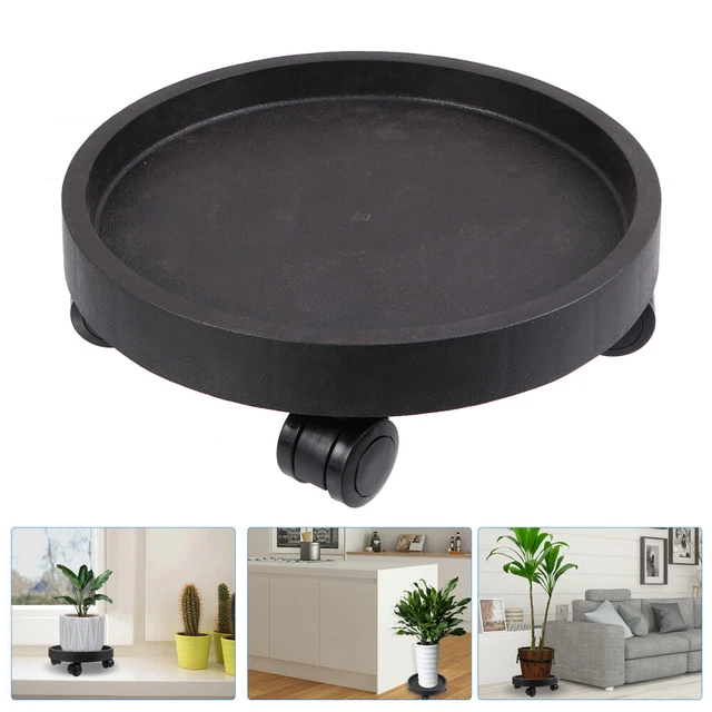 Support De Pot De Fleurs Avec Roulettes - Plateau Rond 27,5x27,5 Cm, Hauteur 8,6 Cm - Gris, Plastique Robuste - Pour Déplacer Facilement Vos Plantes Lourdes