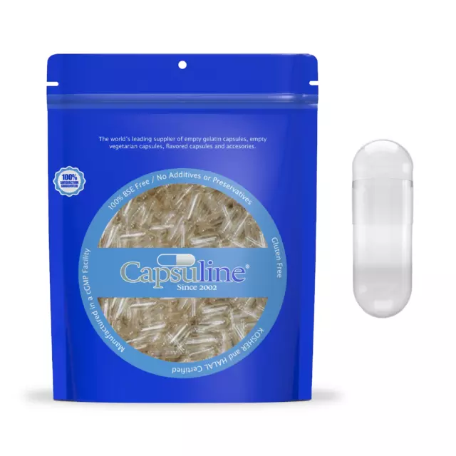 Clear Size 00 Empty Gelatin Capsules by Capsuline