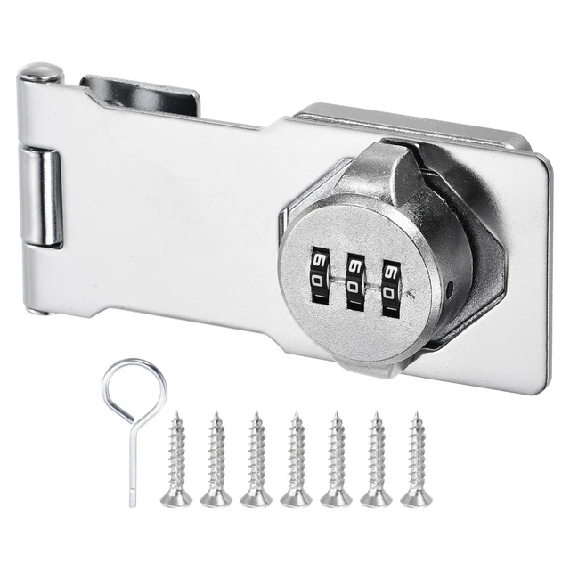 Cabinet Password Rotary Hasp Locks Door Security Combination Latch Lock Silver