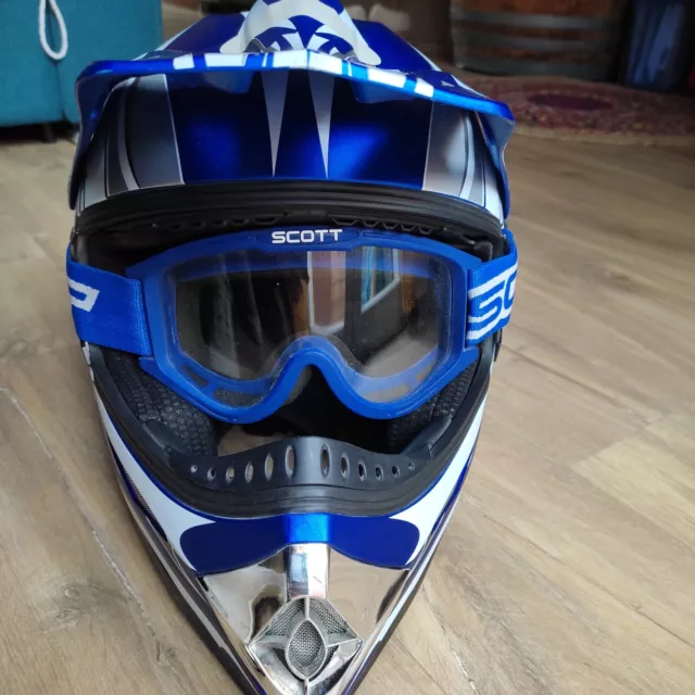 Casque Moto Motocross TNT Taille L Avec Lunettes Scott, Adulte, Équipement Moto