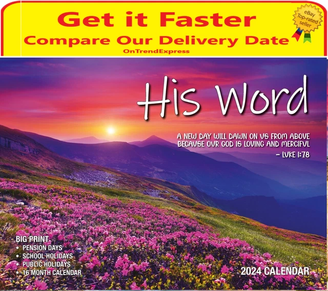 2025 CALENDAR His Word Bible Verse Big Print Wall Calendar by Bartel