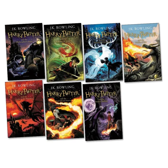Harry Potter Complete 1-7 Book Set Collection JK Rowling NEW (RRP: £59.93)