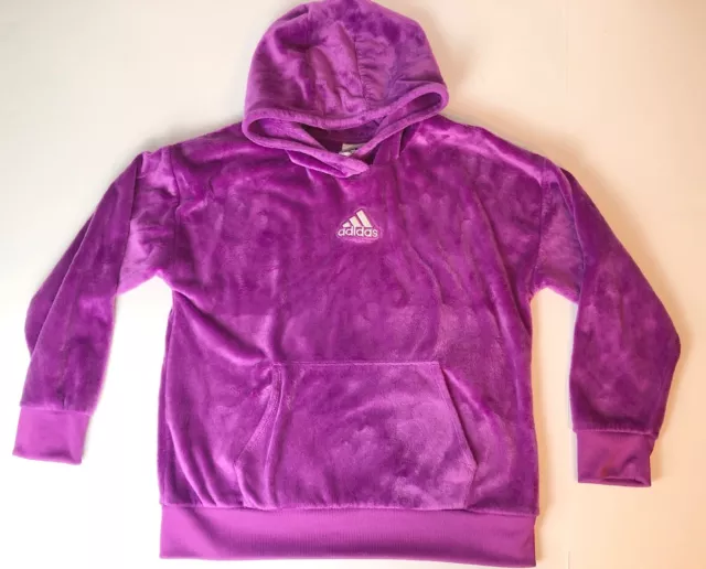 ADIDAS Purple Fleece Pullover Hoodie Sweatshirt COMFORTABLE & SOFT YOUTH SZ XL