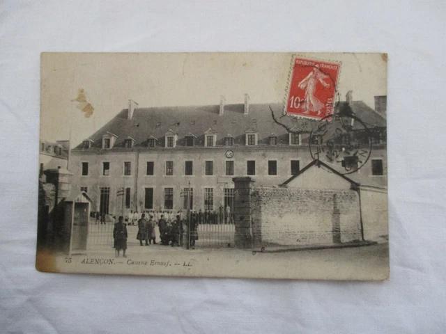 Cpa Back Green Ornament 61 Alencon Barracks Ernouf