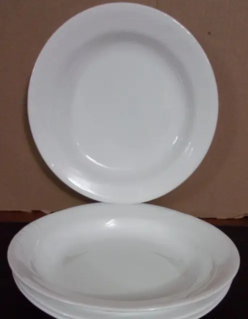 2 Vtg Corelle Windward White Flat Rim Soup Bowl Rimmed Plates Corning Embossed