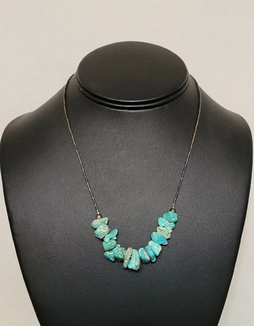 Vintage Liquid Sterling Silver Turquoise Nugget Center Necklace Native American
