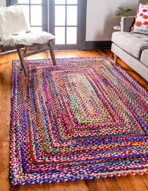 Beautiful Indian Handmade Natural Rectangle Cotton Home Decor Hand Braided