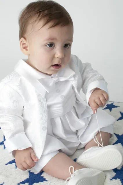 Baby Boys Christening Outfit Christening Suit Christening Romper Paisley White