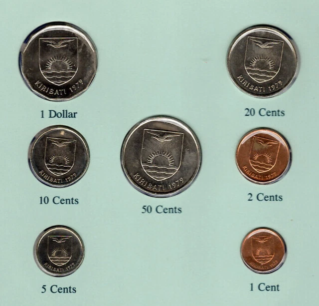 Coin Sets of All Nations Kiribati All 1979 UNC $1,50,20,10,5,2,1 cents 21JA86 3