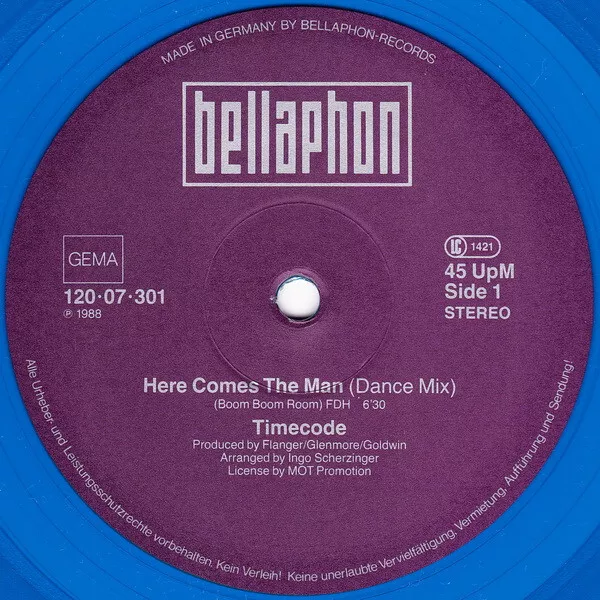 Timecode (6) - Here Comes The Man (Dance-Mix) (12", Maxi, Blu) (Very Good Plus ( 3