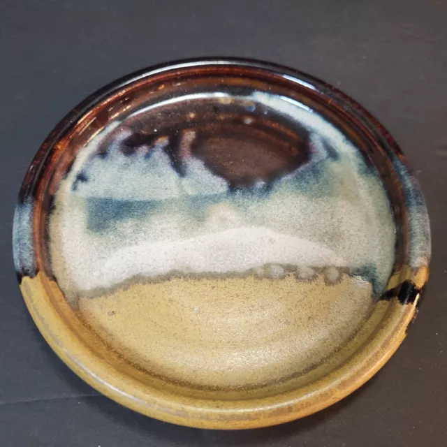 Beautiful Studio Art Pottery Saucer Plate Hand Thrown Stoneware Signed 5.5"