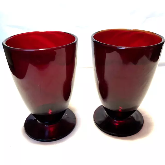 Anchor Hocking ruby royal red Pair of Iced Tea Glasses