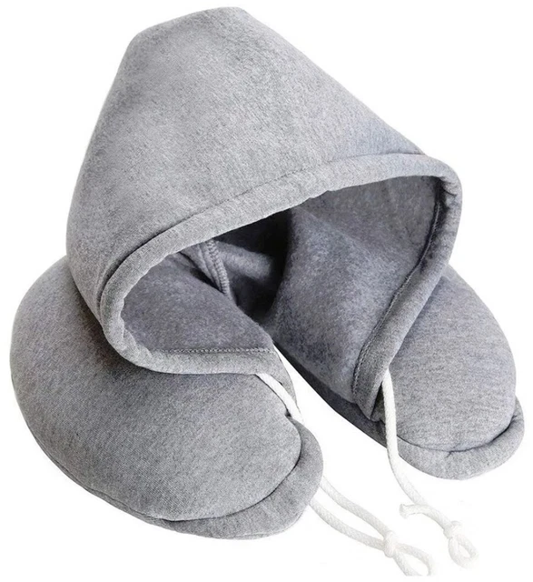 U-Shape Soft Comfortable Hooded Neck Travel Pillow Airplane Pillow with Hoodie