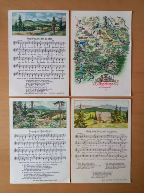 4 x Ak Gruß aus dem Erzgebirge ! Gedichte und Lieder aus dem Erzgebirge