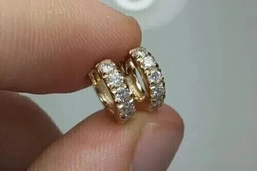 2.00Ct Round Cut Lab-Created Diamond Huggie/Hoop Earrings 14K Yellow Gold Plated