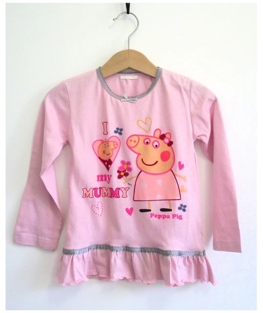 NEXT Girls Peppa Pig Character T-Shirt Tee Pink Long Sleeved Top 2-8 Years NEW