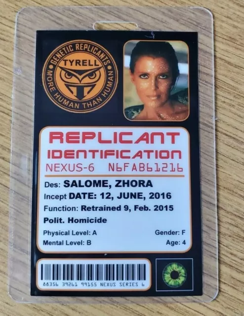 Blade Runner ID Badge-Replicant Identification Zhora Salome Cosplay prop costume