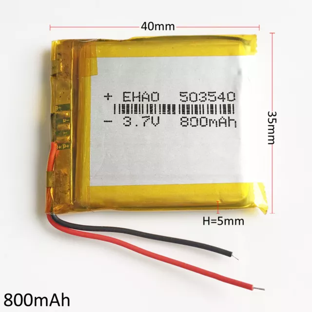 3.7V 800mAh 503540 Lipo Rechargeable Battery For Recorder GPS PDA Camera DVD