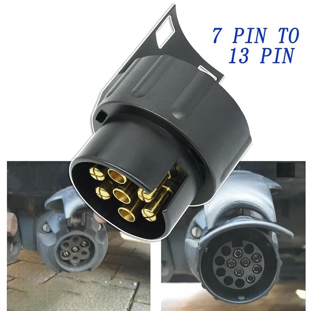 Adaptateur Prise Remorque 13 Vers 7 Broches - Conversion 12V, étanche - Pour Voiture, Caravane, Camion