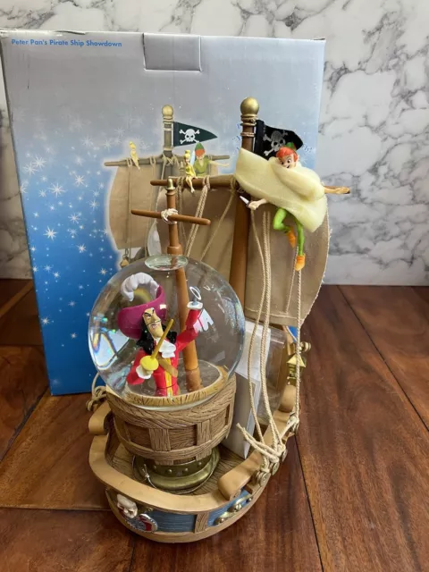Disney Peter Pan’s Pirate Ship Showdown Captain Hook Snow Globe W/orig Box New