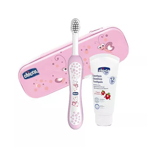 Chicco Set Dentaire Brosse à Dents Délicat + Dentifrice pour Les Premières