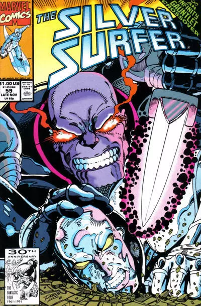 SILVER SURFER (Vol. 3) #59 F/VF, Thanos, Direct, Marvel Comics 1991 Stock Image